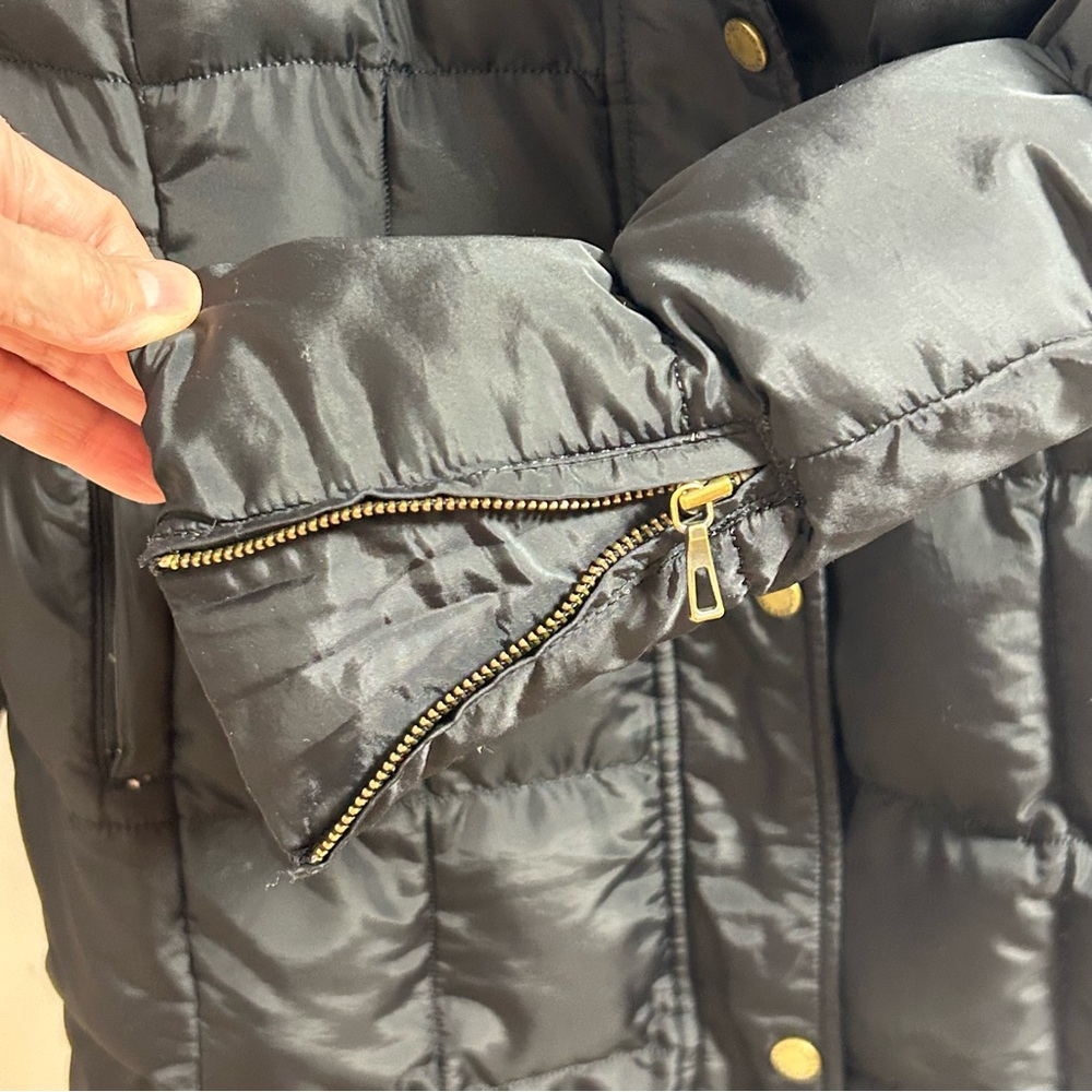 Lands' End Women's Black Hooded Double Zip Puffer Jacket Size S (6-8) - Picture 6 of 16